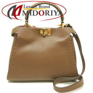 Fendi Peekaboo Essentially Selleria Calfskin Brown Pink Red
